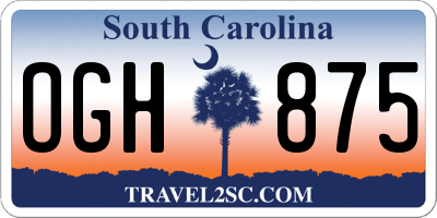 SC license plate OGH875