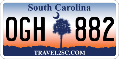 SC license plate OGH882