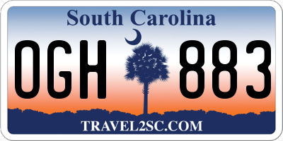 SC license plate OGH883