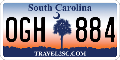 SC license plate OGH884