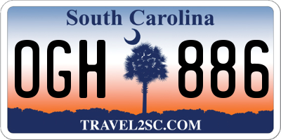 SC license plate OGH886