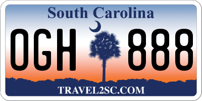 SC license plate OGH888