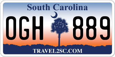 SC license plate OGH889