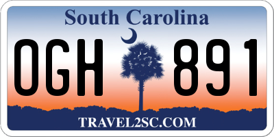 SC license plate OGH891