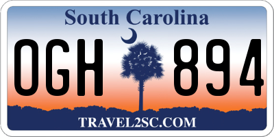 SC license plate OGH894