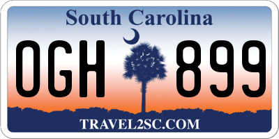 SC license plate OGH899