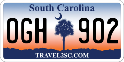 SC license plate OGH902