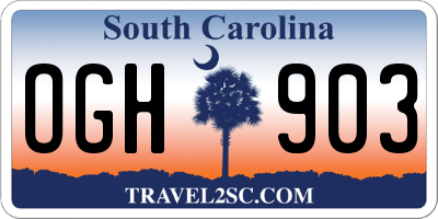 SC license plate OGH903