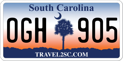 SC license plate OGH905