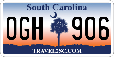 SC license plate OGH906