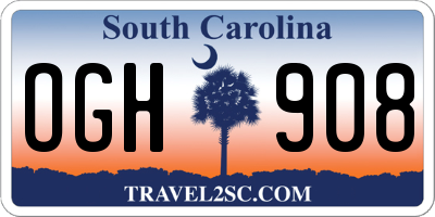SC license plate OGH908