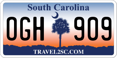 SC license plate OGH909