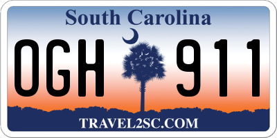 SC license plate OGH911