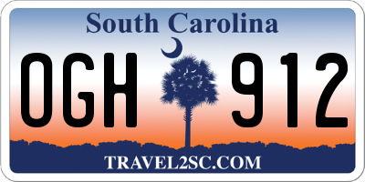 SC license plate OGH912