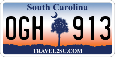 SC license plate OGH913