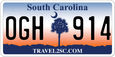 SC license plate OGH914