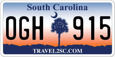 SC license plate OGH915