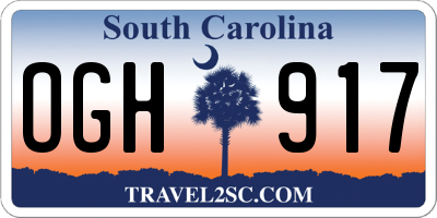 SC license plate OGH917