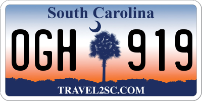 SC license plate OGH919