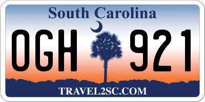 SC license plate OGH921