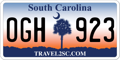 SC license plate OGH923