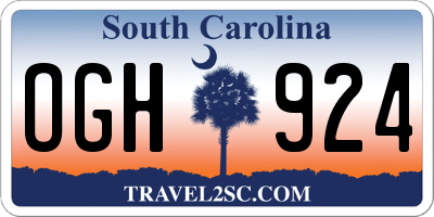 SC license plate OGH924