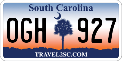 SC license plate OGH927