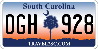 SC license plate OGH928