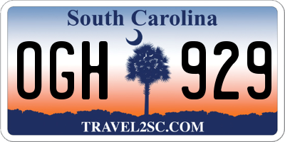 SC license plate OGH929