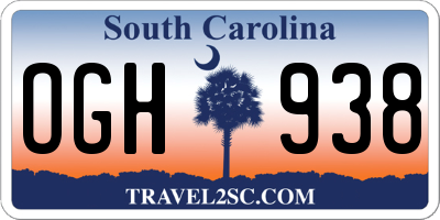 SC license plate OGH938