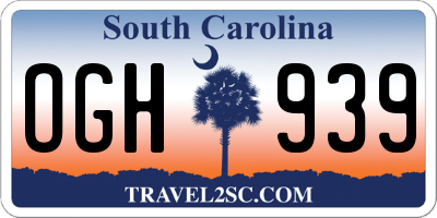 SC license plate OGH939