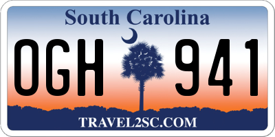 SC license plate OGH941