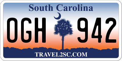 SC license plate OGH942