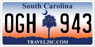 SC license plate OGH943
