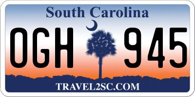 SC license plate OGH945