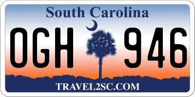 SC license plate OGH946