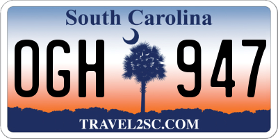 SC license plate OGH947