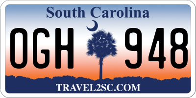 SC license plate OGH948