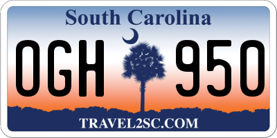 SC license plate OGH950