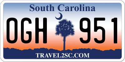 SC license plate OGH951