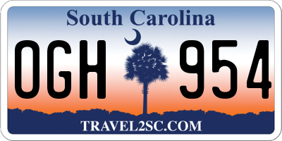 SC license plate OGH954