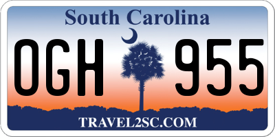 SC license plate OGH955
