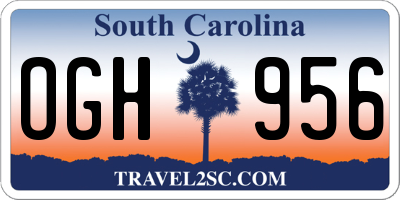 SC license plate OGH956