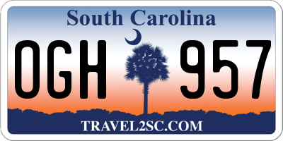 SC license plate OGH957