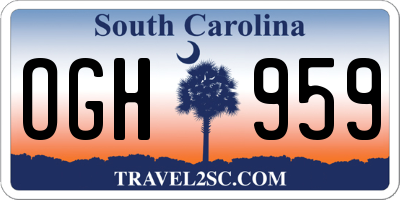 SC license plate OGH959