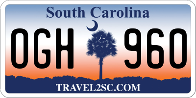 SC license plate OGH960