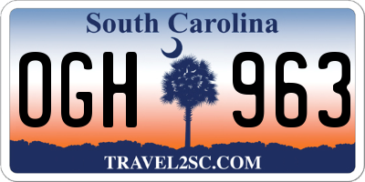 SC license plate OGH963