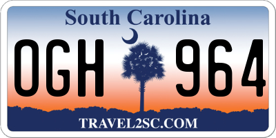 SC license plate OGH964
