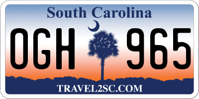 SC license plate OGH965