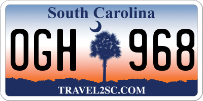 SC license plate OGH968